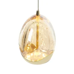 Lámpara colgante LED Rocio, 5 luces, redonda, metal, cristal, dorado