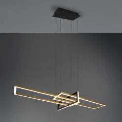 Lámpara colgante LED Salinas, color latón, metal, 110 cm de largo