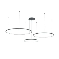 Lámpara colgante LED Saturno, negro, 3 luces, metal, 4000 K