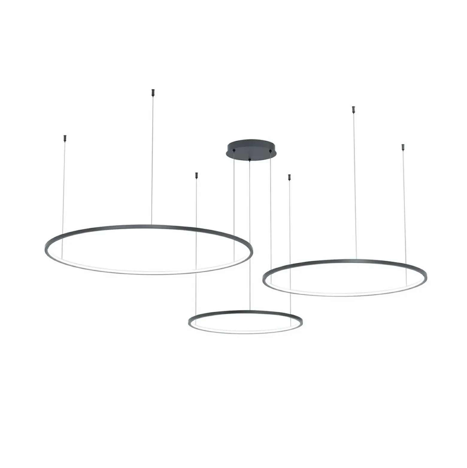Lámpara colgante LED Saturno, negro, 3 luces, metal, 4000 K