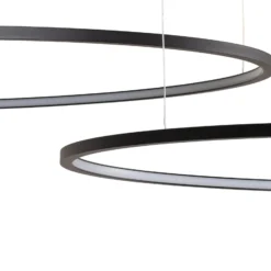 Lámpara colgante LED Saturno, negro, 3 luces, metal, 4000 K