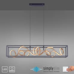 Lámpara colgante LED SELINA, negro/dorado, longitud 110 cm, Switchdim