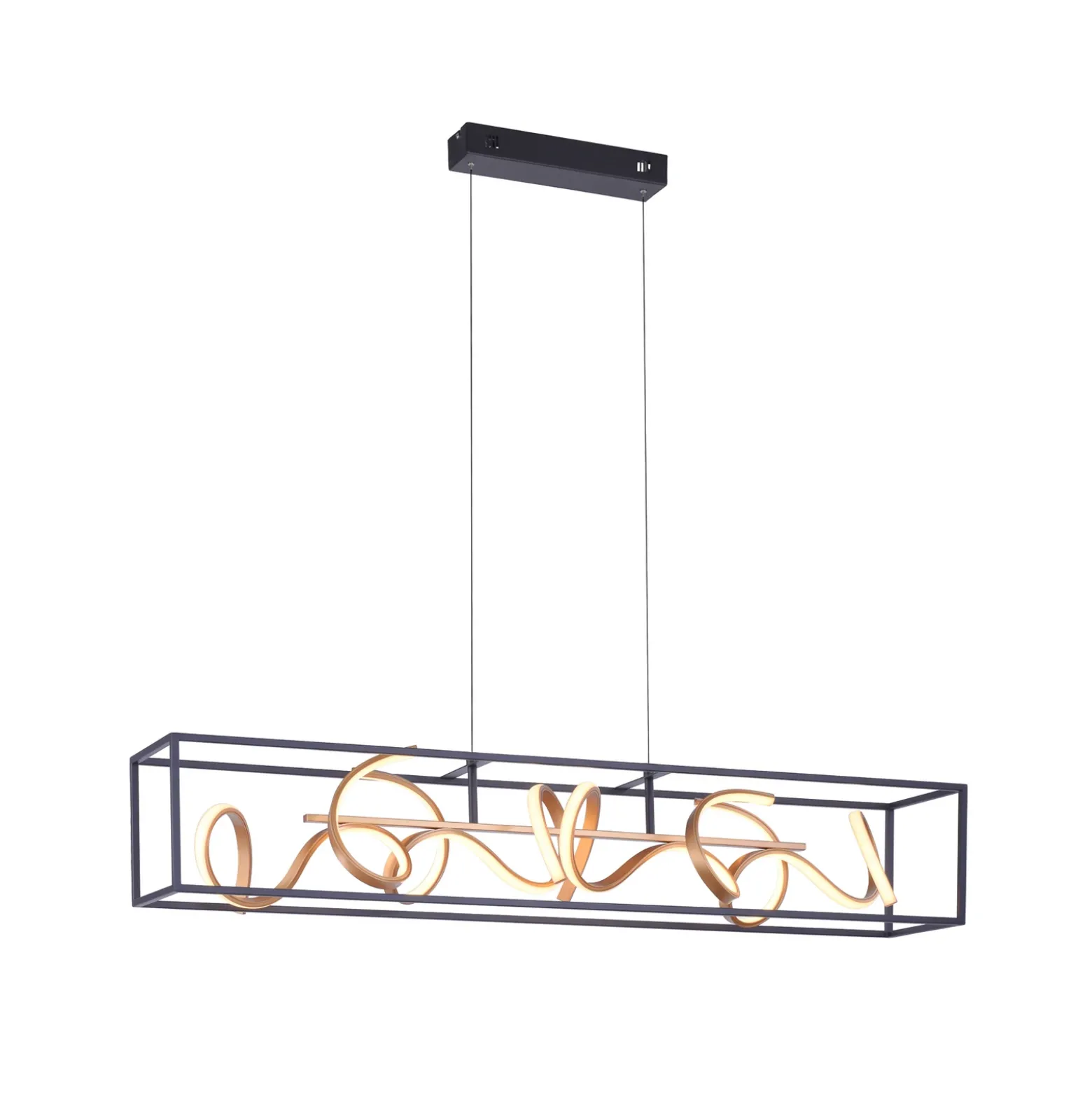Lámpara colgante LED SELINA, negro/dorado, longitud 110 cm, Switchdim