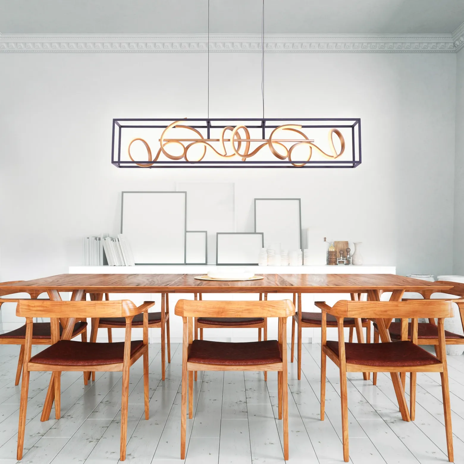 Lámpara colgante LED SELINA, negro/dorado, longitud 110 cm, Switchdim