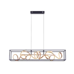 Lámpara colgante LED SELINA, negro/dorado, longitud 110 cm, Switchdim