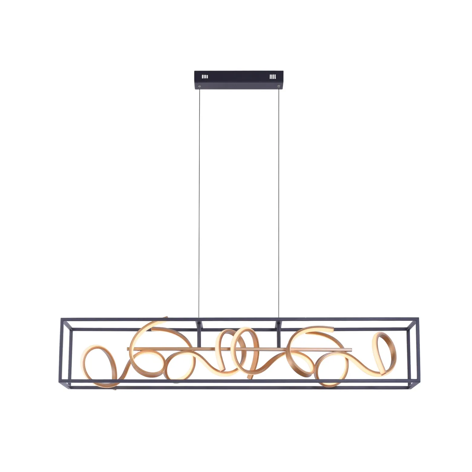 Lámpara colgante LED SELINA, negro/dorado, longitud 110 cm, Switchdim
