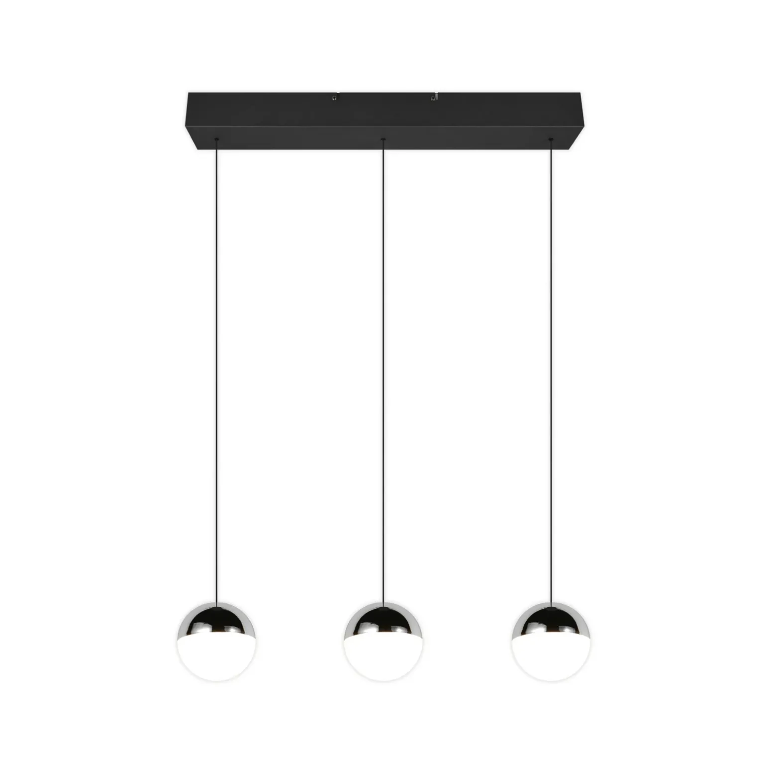 Lámpara colgante LED Senta, cromada, longitud 62 cm, 4000 K, 3 luces.