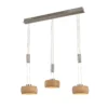 Lámpara colgante LED Shine-Wood, roble/níquel, longitud 100 cm 3 luces.