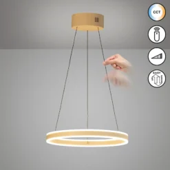 Lámpara colgante LED Silvio, Ø 50 cm, color arena, metal, CCT,