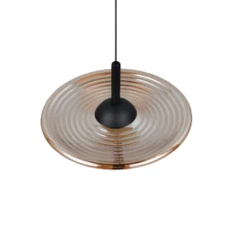 Lámpara colgante LED Sirena, negro/ámbar, Ø 20 cm, cristal, CCT