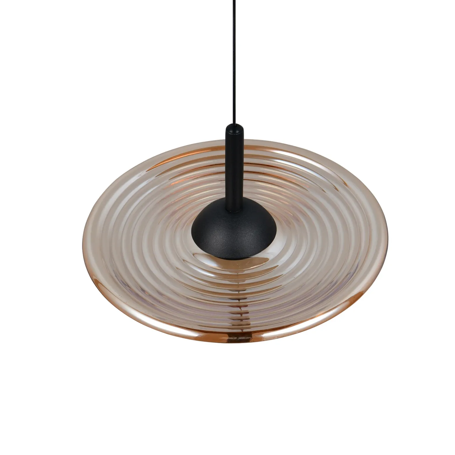 Lámpara colgante LED Sirena, negro/ámbar, Ø 20 cm, cristal, CCT
