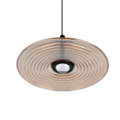 Lámpara colgante LED Sirena, negro/ámbar, Ø 20 cm, cristal, CCT