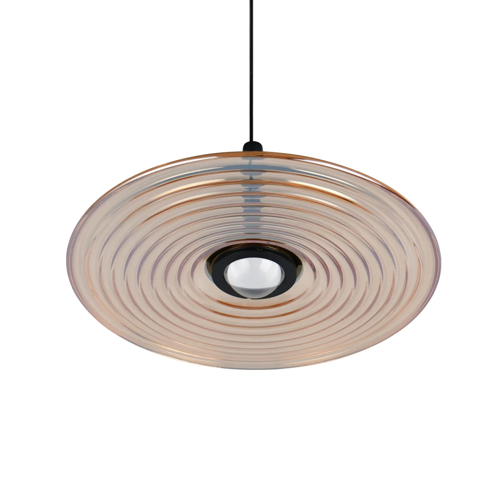 Lámpara colgante LED Sirena, negro/ámbar, Ø 20 cm, cristal, CCT