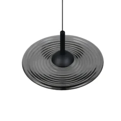 Lámpara colgante LED Sirena, negro/gris ahumado, Ø 20 cm, cristal, CCT