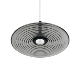 Lámpara colgante LED Sirena, negro/gris ahumado, Ø 20 cm, cristal, CCT