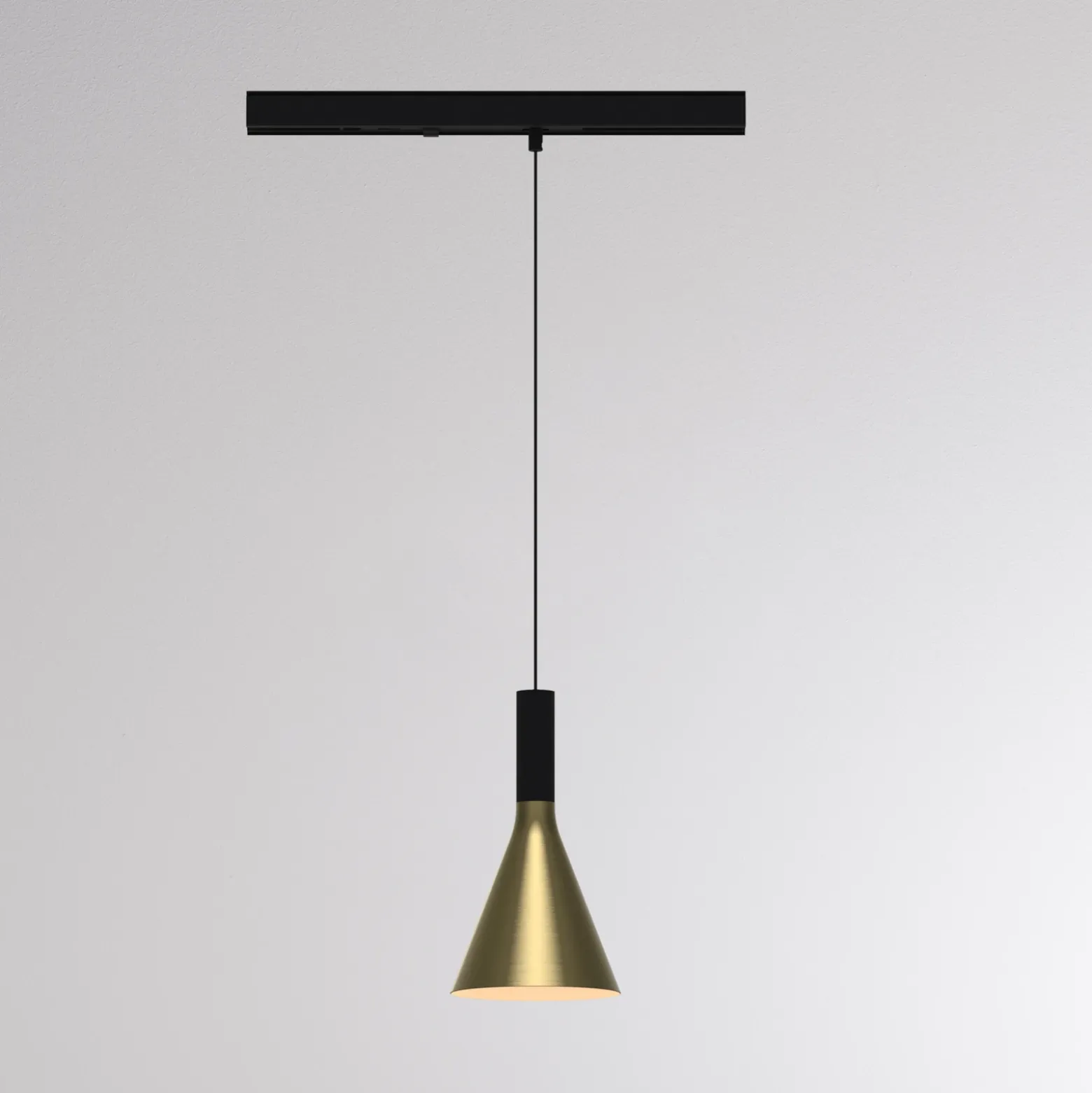 Lámpara colgante LED sobre riel LORA I, latón, Ø 15 cm, 40°, CCT, trifásica