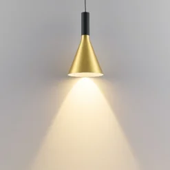 Lámpara colgante LED sobre riel LORA I, latón, Ø 15 cm, 40°, CCT, trifásica