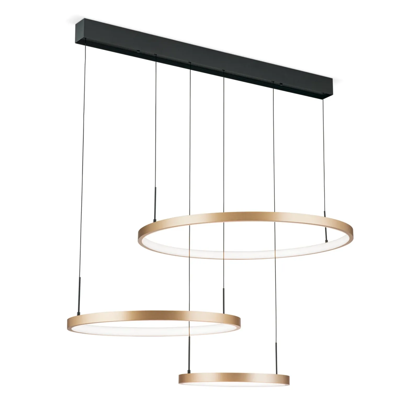 Lámpara colgante LED Sphere, 3 luces, negro/oro