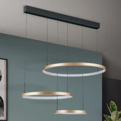 Lámpara colgante LED Sphere, 3 luces, negro/oro