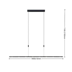 Lámpara colgante LED Stakato de Lucande, 180 cm, 8 luces, atenuable