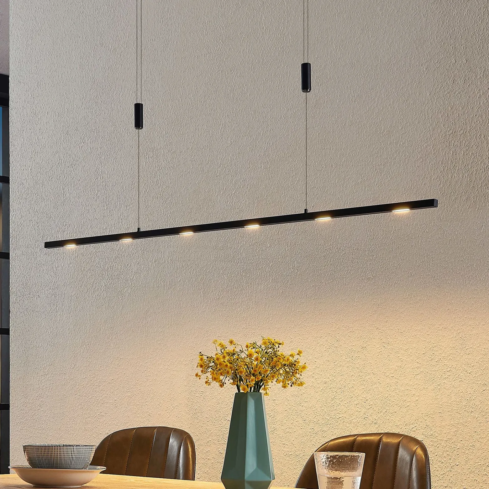 Lámpara colgante LED Stakato de Lucande, 120 cm, 6 luces, atenuable