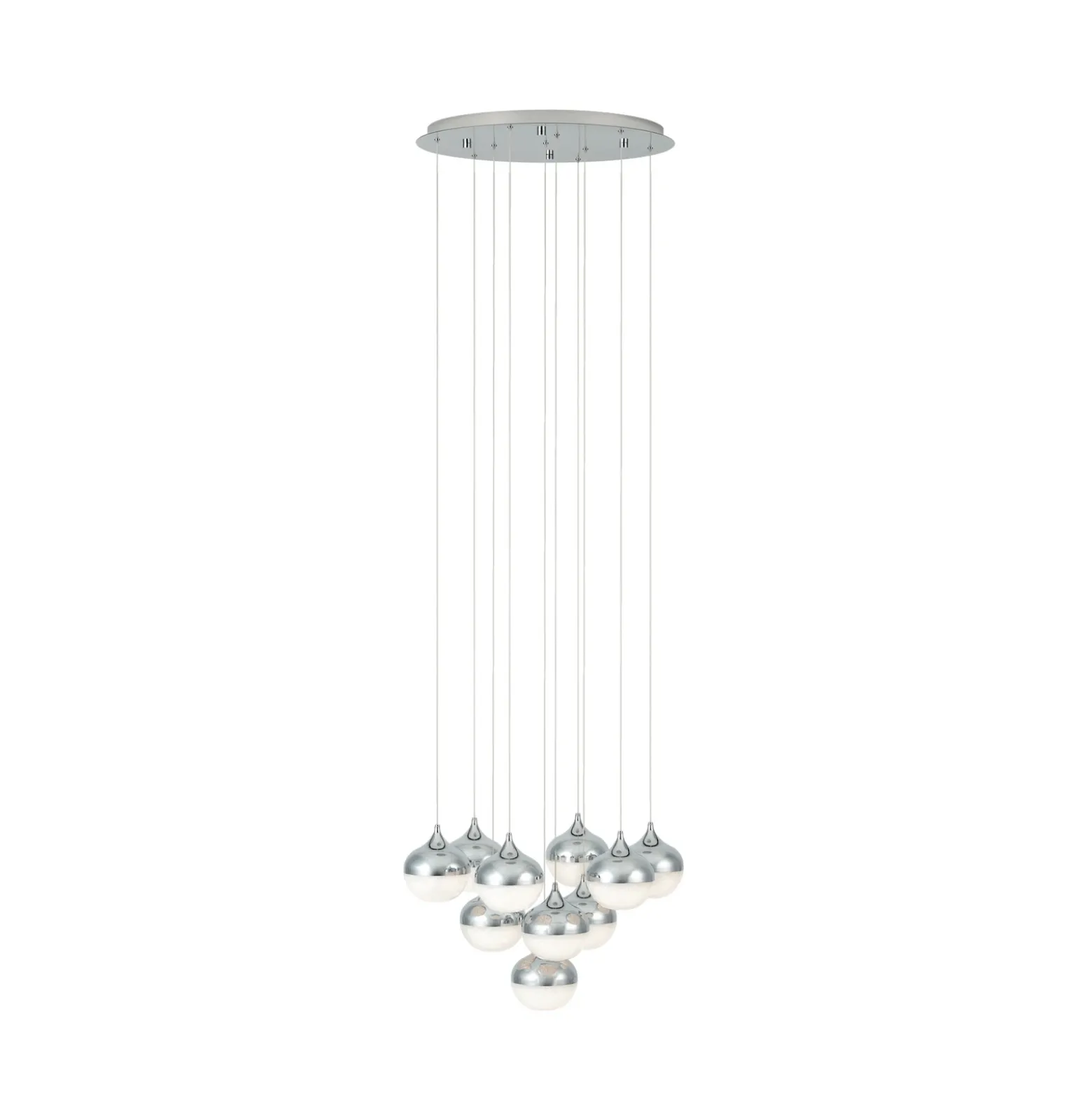 Lámpara colgante LED «Stars of Light» de Mioglia, cromada, Ø 58 cm, 10 luces.