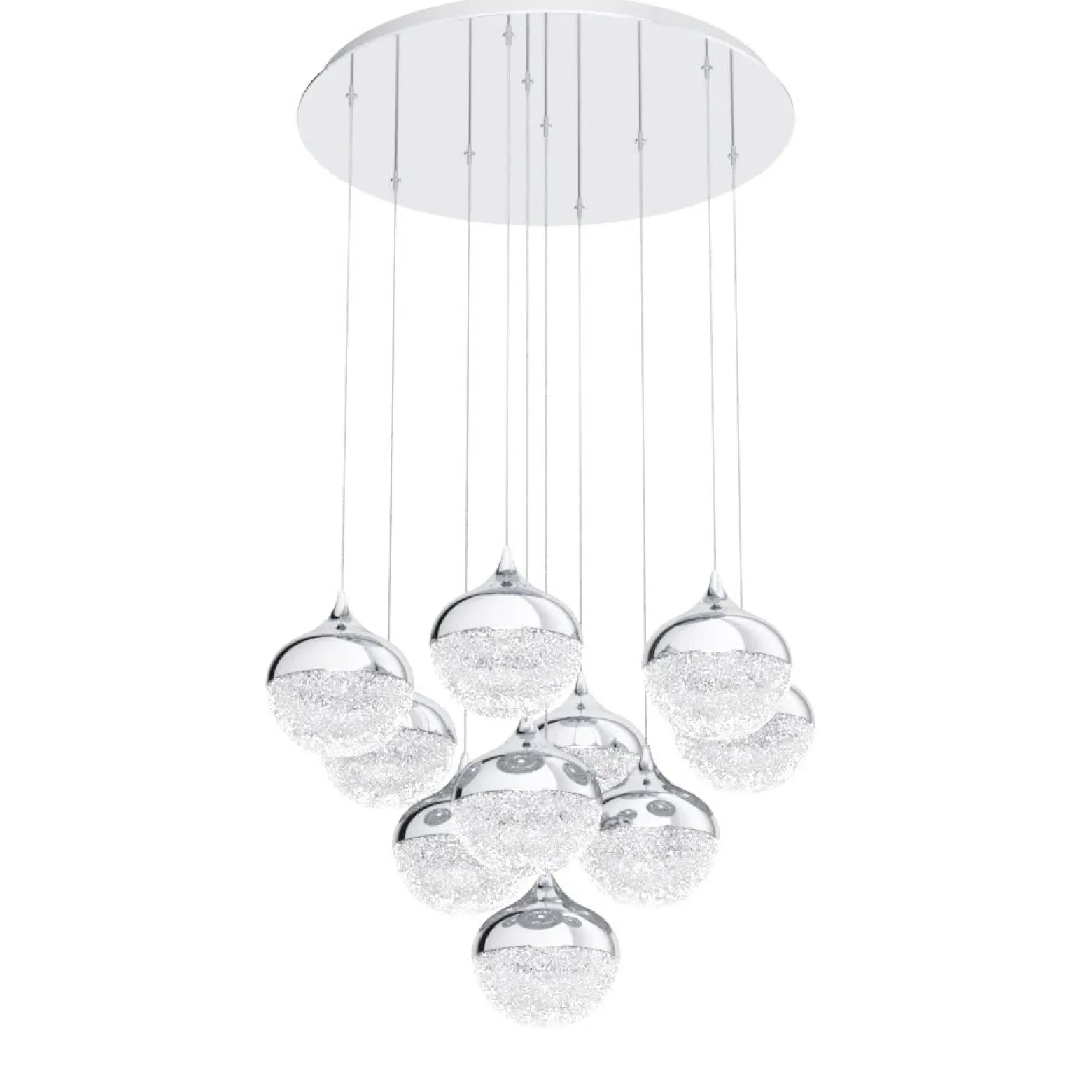 Lámpara colgante LED «Stars of Light» de Mioglia, cromada, Ø 58 cm, 10 luces.