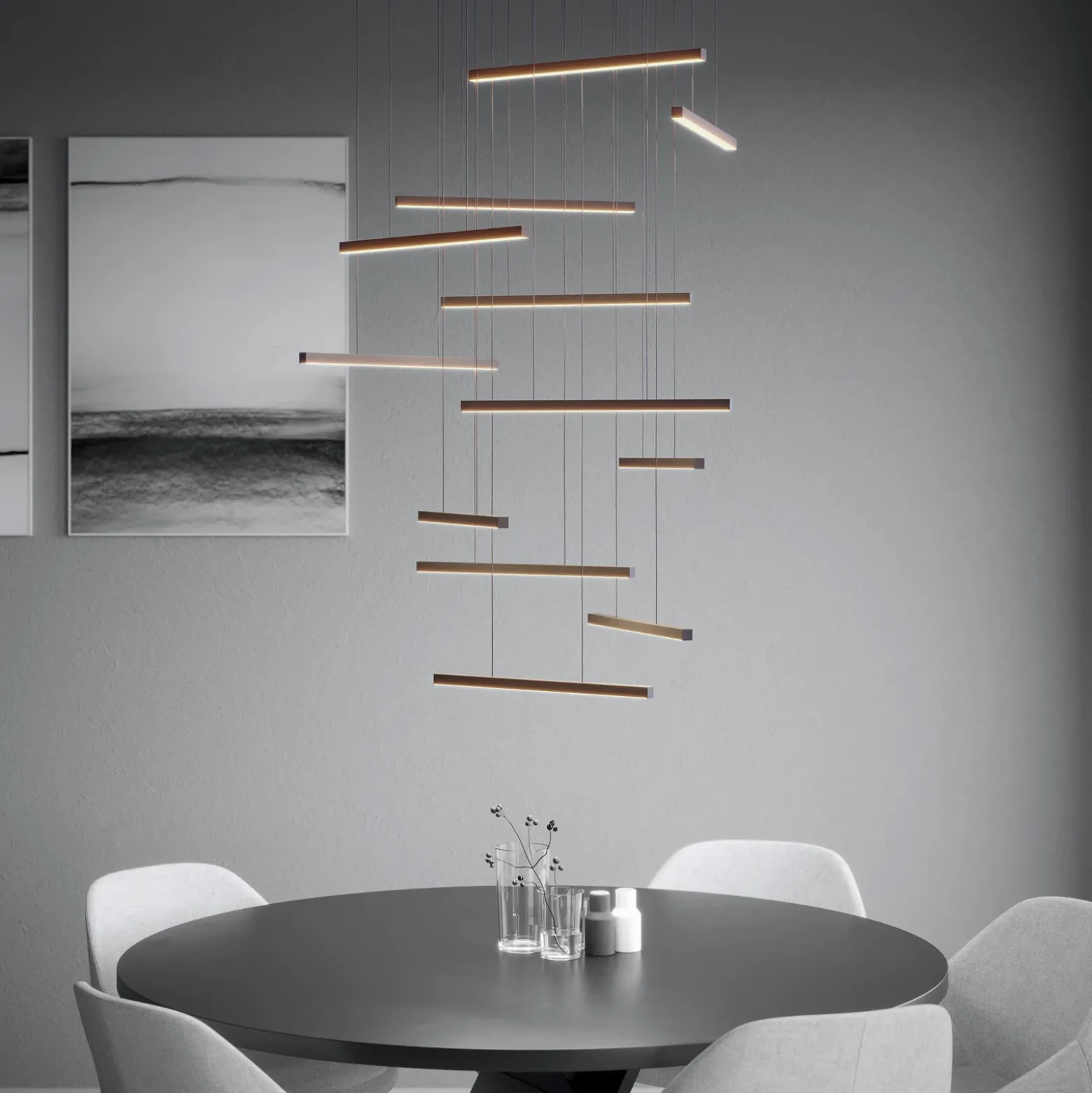 Lámpara colgante LED Stars of Light Lindoza, negra, 44 cm, 12 luces