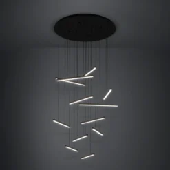 Lámpara colgante LED Stars of Light Lindoza, negra, 44 cm, 12 luces