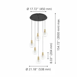 Lámpara colgante LED Stars of Light Terque, latón, Ø 54 cm, 6 luces