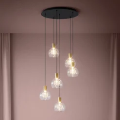 Lámpara colgante LED Stars of Light Terque, latón, Ø 54 cm, 6 luces