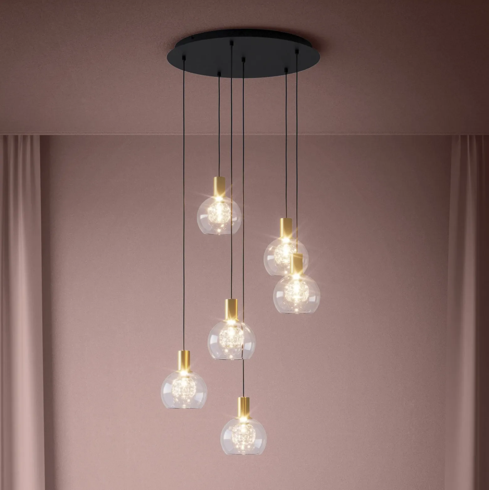 Lámpara colgante LED Stars of Light Terque, latón, Ø 54 cm, 6 luces