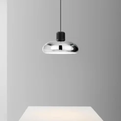 Lámpara colgante LED Stilnovo Trepiù, color cromo/negro, Ø 40 cm