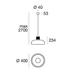 Lámpara colgante LED Stilnovo Trepiù, color cromo/negro, Ø 40 cm