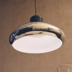 Lámpara colgante LED Stilnovo Trepiù, color cromo/negro, Ø 40 cm