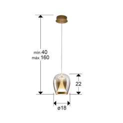Lámpara colgante LED Suspiro, Ø 18 cm, color dorado/ámbar, cristal