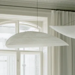 Lámpara colgante LED Tense de New Works, Ø 90 cm, blanca