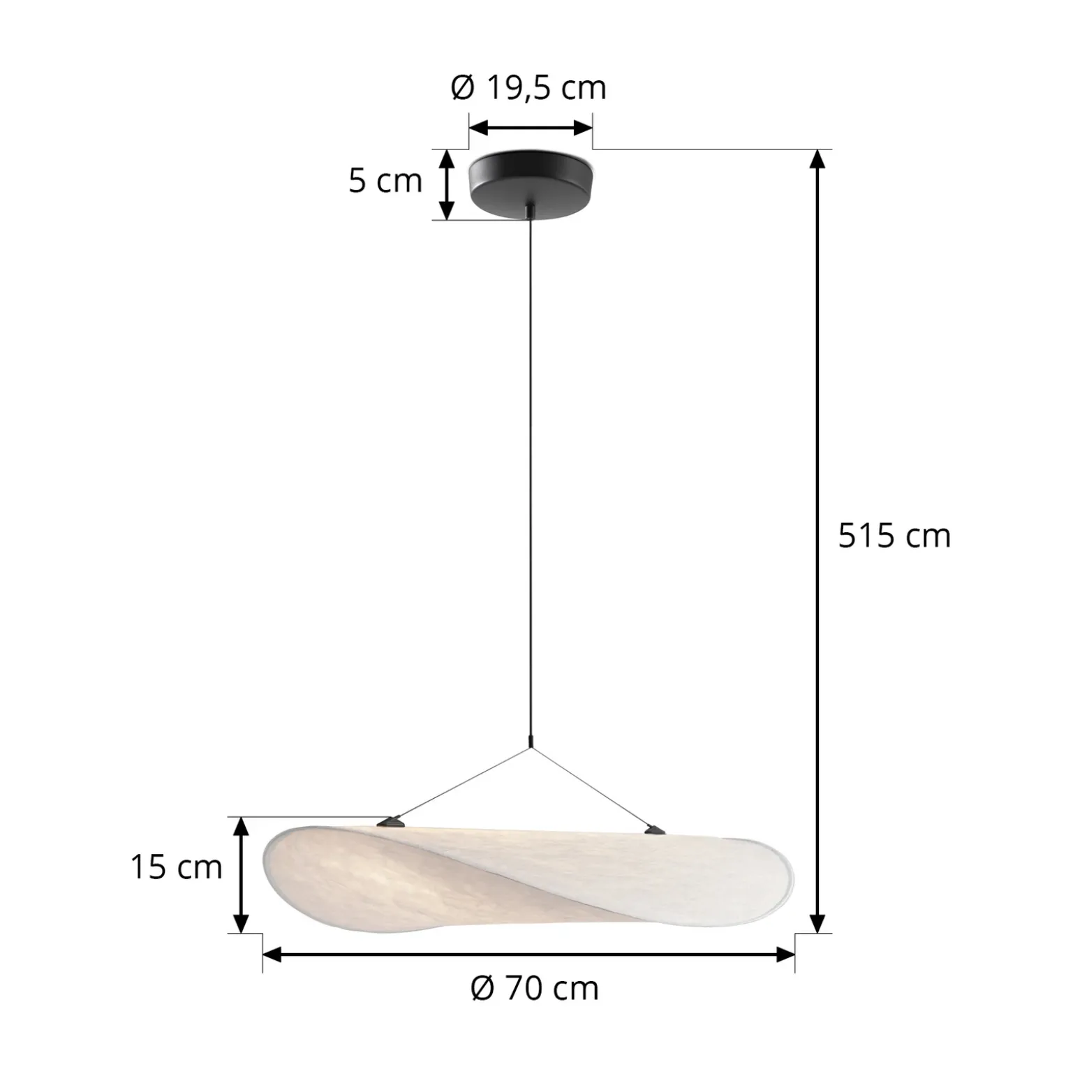 Lámpara colgante LED Tense de New Works, Ø 70 cm, blanca