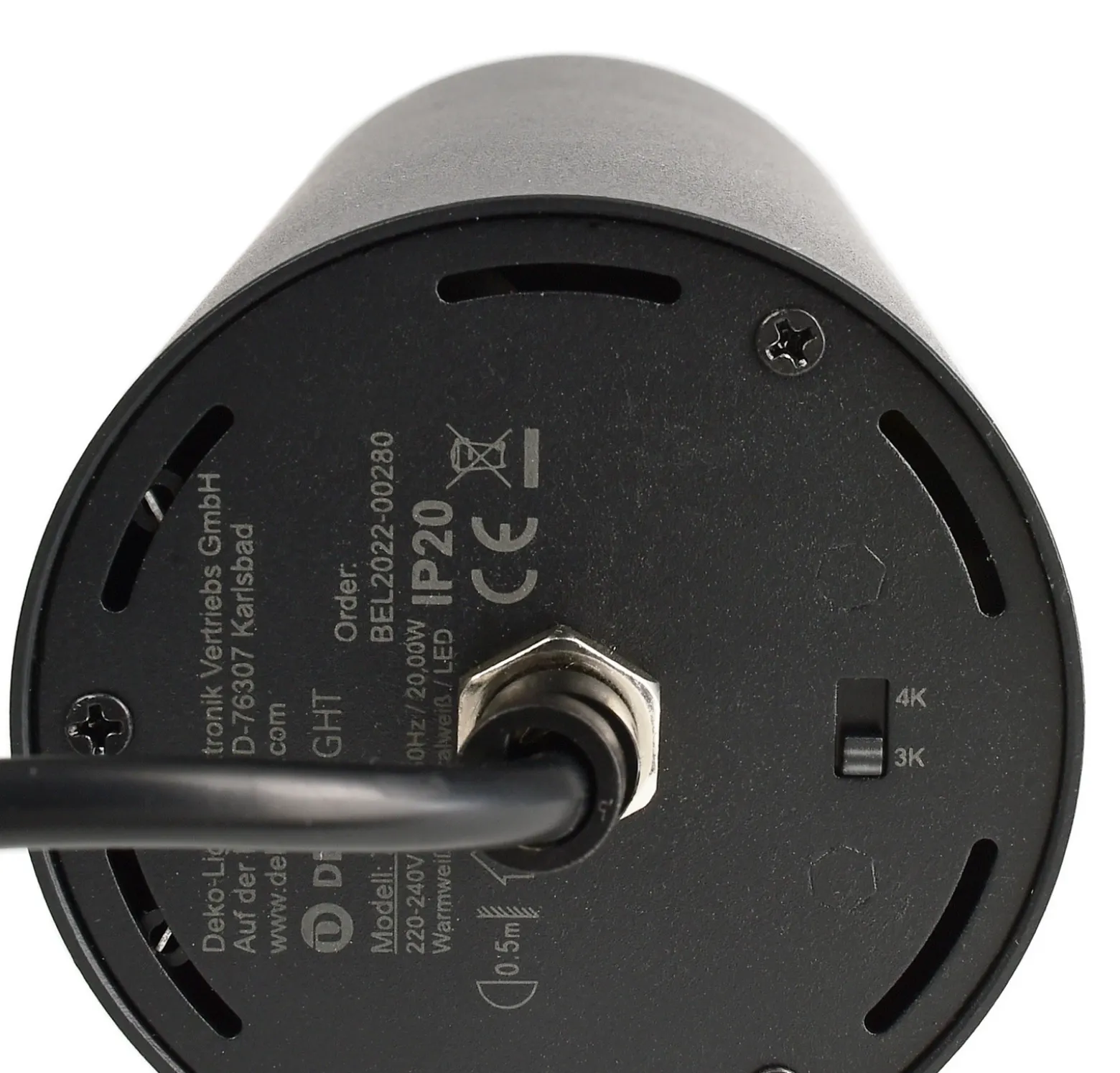 Lámpara colgante LED trifásica 20 W negra