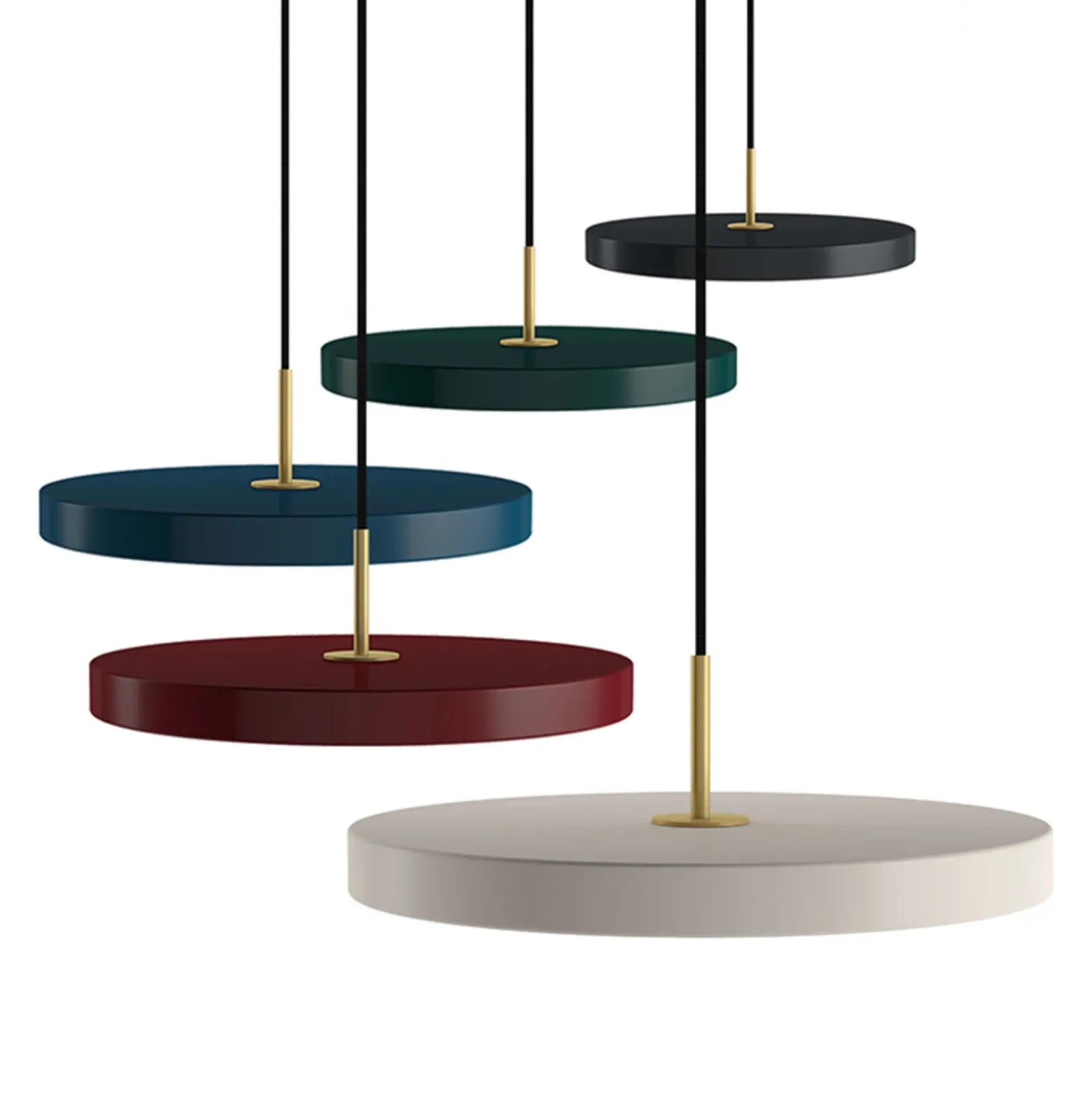 Lámpara colgante LED UMAGE Asteria Mini, antracita/latón Ø 31 cm