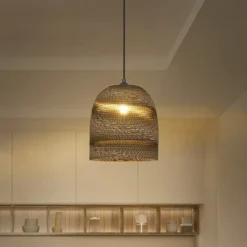 Lámpara colgante LEDVANCE Ball Bell, Ø 26 cm, marrón, cartón ondulado
