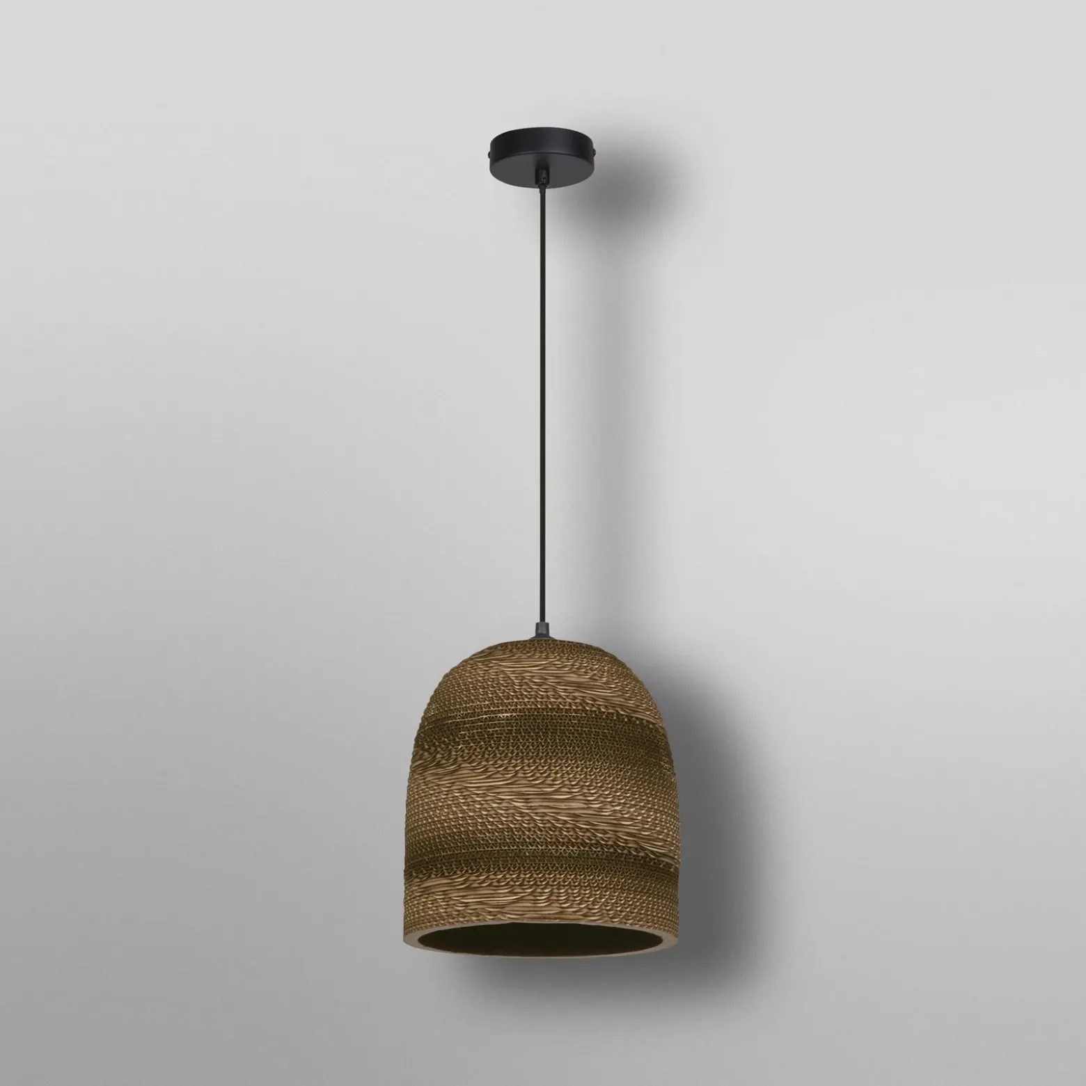 Lámpara colgante LEDVANCE Ball Bell, Ø 26 cm, marrón, cartón ondulado