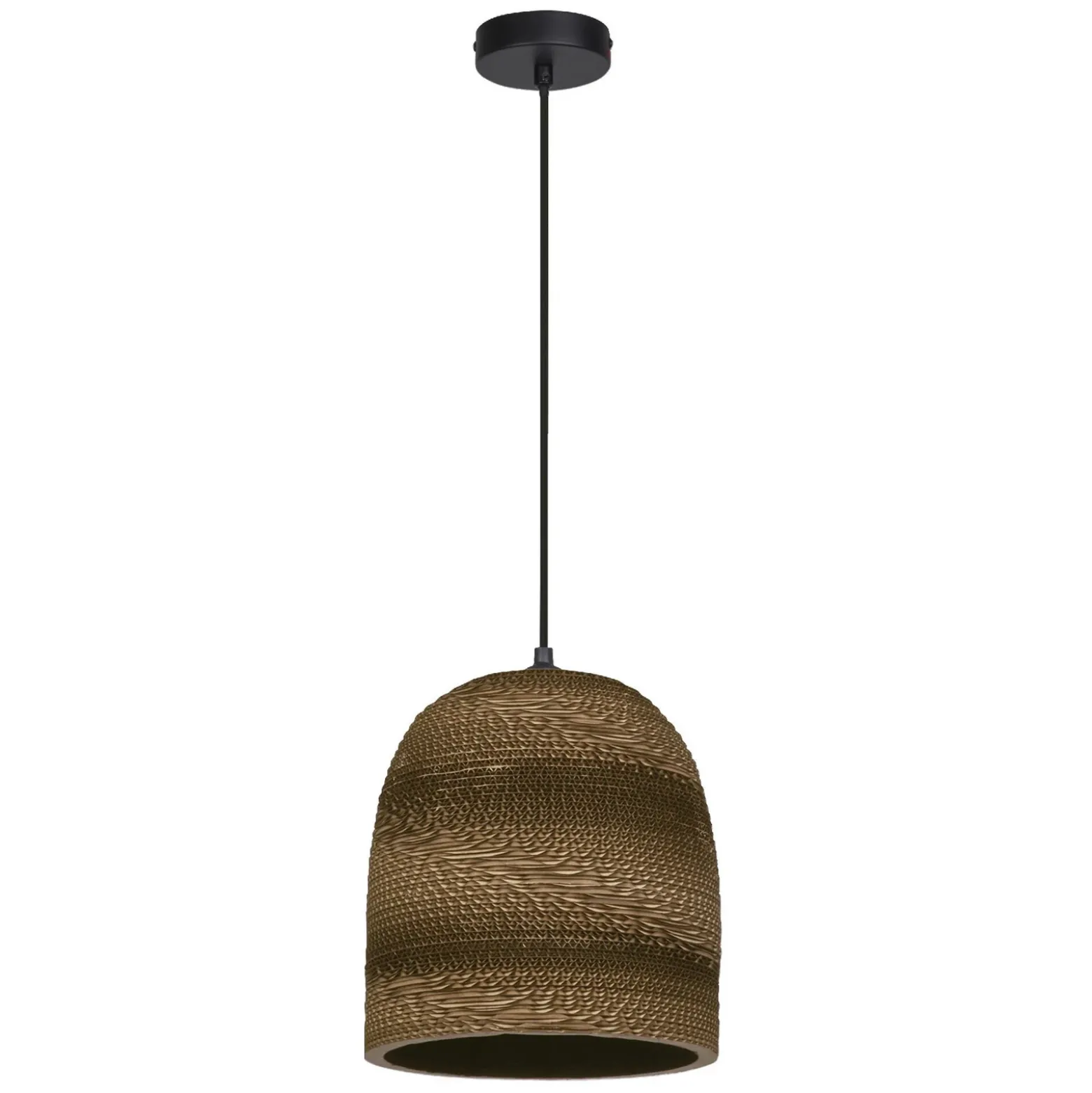 Lámpara colgante LEDVANCE Ball Bell, Ø 26 cm, marrón, cartón ondulado