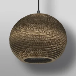 Lámpara colgante LEDVANCE Ball, Ø 26 cm, marrón, cartón ondulado, E27