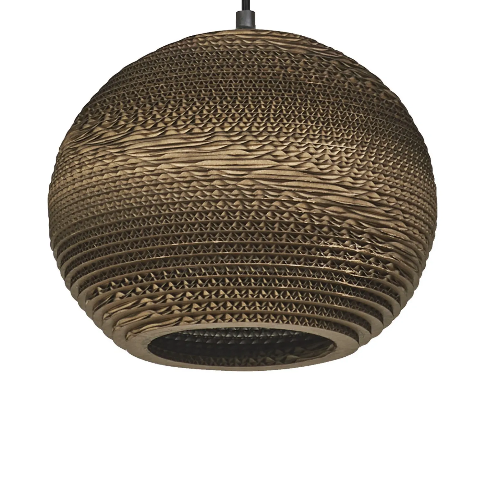 Lámpara colgante LEDVANCE Ball, Ø 26 cm, marrón, cartón ondulado, E27