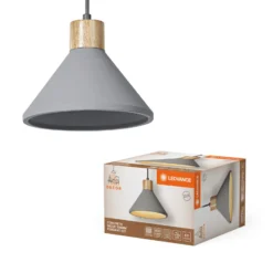 Lámpara colgante LEDVANCE Concrete Wood, Ø 22 cm, hormigón, gris