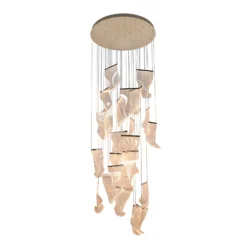 Lámpara colgante LED Velos, cromada, 24 luces, metal, plástico