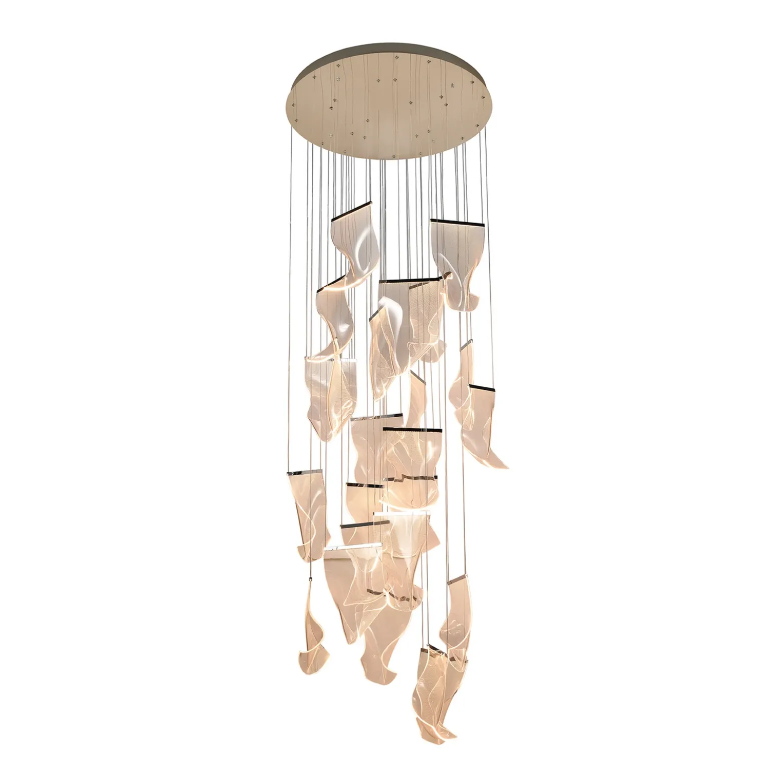 Lámpara colgante LED Velos, cromada, 24 luces, metal, plástico
