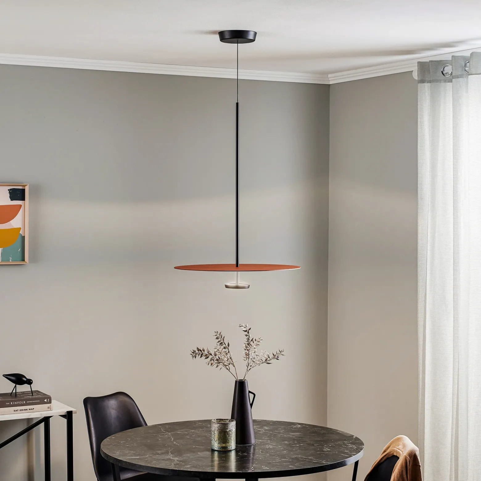 Lámpara colgante LED Vibia Flat 1 luz Ø 55 cm terracota