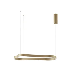 Lámpara colgante LED Vikali de Lucande, dorada, CCT, atenuable, 90 x 45 cm
